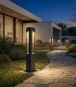 Baliza exterior GX53 IP44 gris oscuro Ø170mm 500mm aluminio