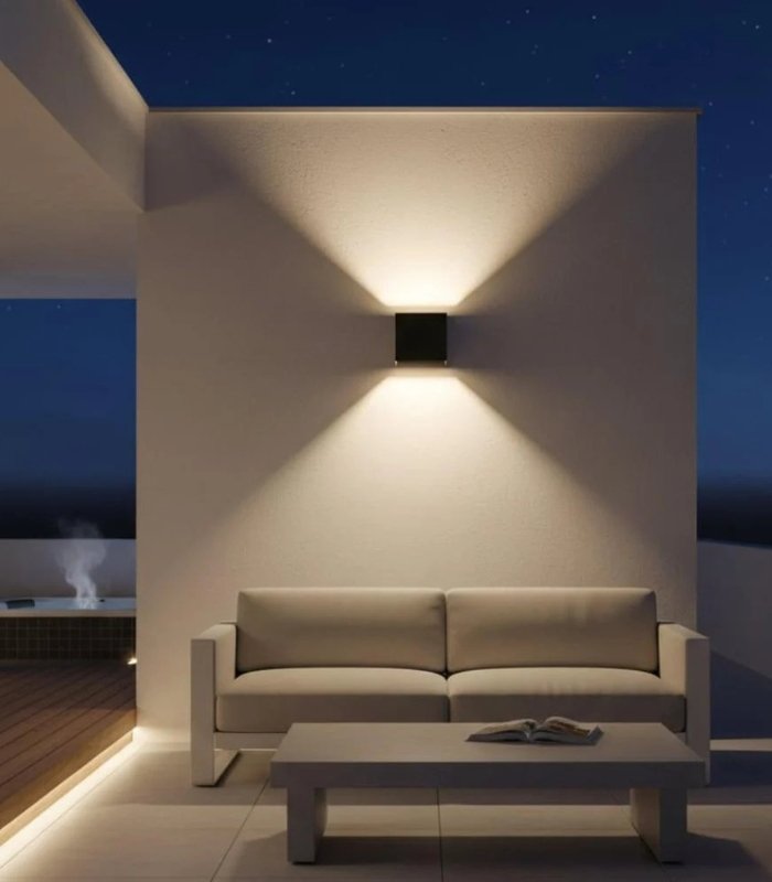 Aplique de pared LED exterior 6.5W 3000K IP54 ajustable doble emisión gris - Imagen 2