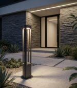 Baliza exterior GX53 IP44 gris oscuro Ø170mm 800mm aluminio