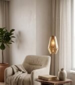 Lámpara colgante cristal ámbar E27 IP20 diseño moderno Ø170