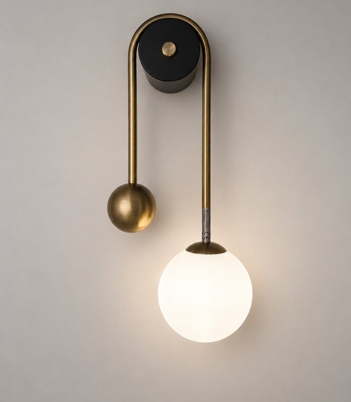 aplique_pared_g9_laton_esfera_120mm_ip20_1 Aplique de pared interior G9 latón IP20 diseño moderno Ø120 - Imagen 1