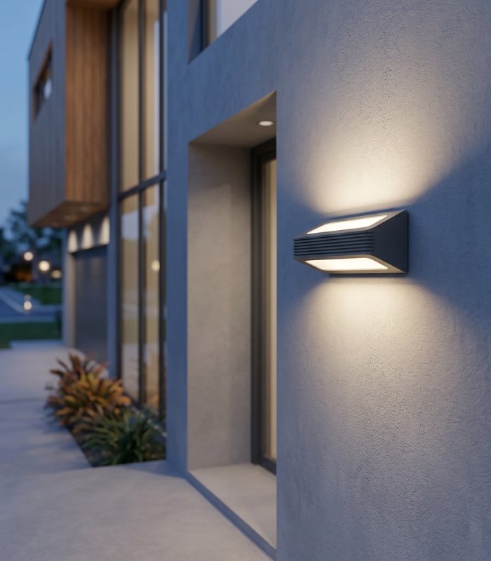 aplique_pared_led_exterior_13w_3000k_ip65_960lm_doble_emision_gris_oscuro_1 Aplique de pared LED exterior 13W 3000K IP65 960lm doble emisión gris oscuro - Imagen 1