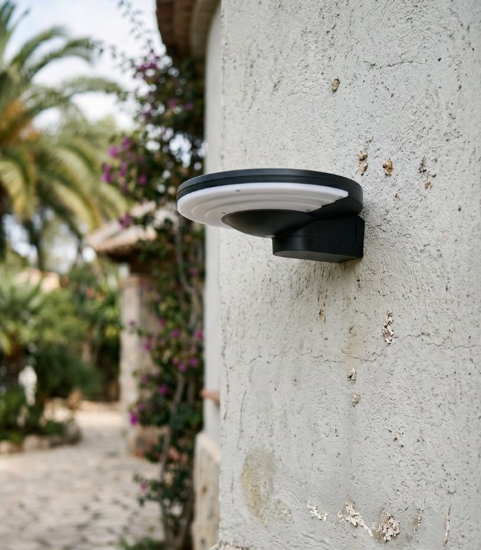 Aplique solar LED exterior 4.5W IP65 350lm sensor pared negro - Imagen 2
