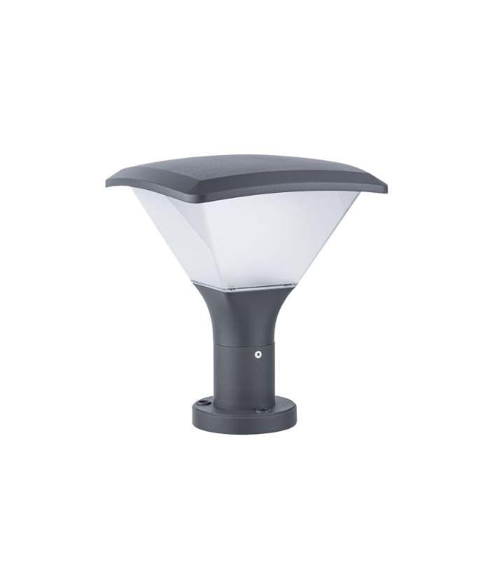 Baliza de jardín exterior E27 IP54 278mm aluminio gris oscuro - Imagen 2