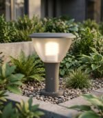 Baliza de jardín exterior E27 IP54 aluminio gris oscuro - Imagen 2