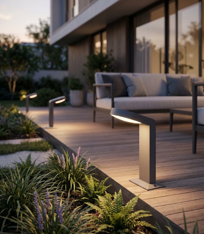 Baliza de jardín exterior LED 7W 3000K 270lm IP54 aluminio gris oscuro - Imagen 3