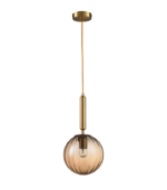 Lámpara colgante cristal ámbar y dorado E27 IP20 diseño moderno Ø200 - Imagen 3