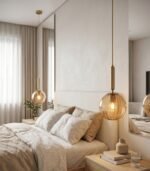 Lámpara colgante cristal ámbar y dorado E27 IP20 diseño moderno Ø200 - Imagen 4