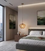 Lámpara colgante cristal ámbar E27 IP20 diseño moderno Ø230
