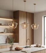 Lámpara colgante cristal ámbar E27 IP20 diseño moderno Ø230 - Imagen 2