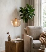 Lámpara colgante cristal ámbar E27 IP20 diseño moderno Ø350