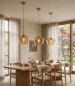 Lámpara colgante cristal ámbar E27 IP20 diseño moderno Ø350 - Imagen 3