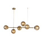 Lámpara colgante lineal cristal ámbar 6xE27 IP20 diseño moderno 1200mm - Imagen 3