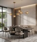 Lámpara colgante lineal cristal ámbar 6xE27 IP20 diseño moderno 1200mm