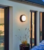 Luminaria de superficie LED exterior 12W 3000K IP65 900lm redonda gris oscuro - Imagen 2