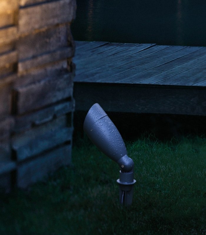 Proyector LED exterior con pincho GU10 IP65 aluminio gris oscuro - Imagen 2