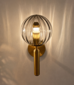 Aplique de pared cristal ahumado gris y dorado E27 IP20 diseño moderno Ø150 - Imagen 2