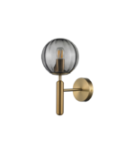 Aplique de pared cristal ahumado gris y dorado E27 IP20 diseño moderno Ø150 - Imagen 4