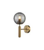 Aplique de pared cristal ahumado gris y dorado E27 IP20 diseño moderno Ø150 - Imagen 3