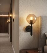 Aplique de pared cristal ámbar y negro E27 IP20 diseño moderno Ø150