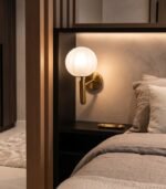 Aplique de pared cristal opal blanco y dorado E27 IP20 diseño moderno Ø150