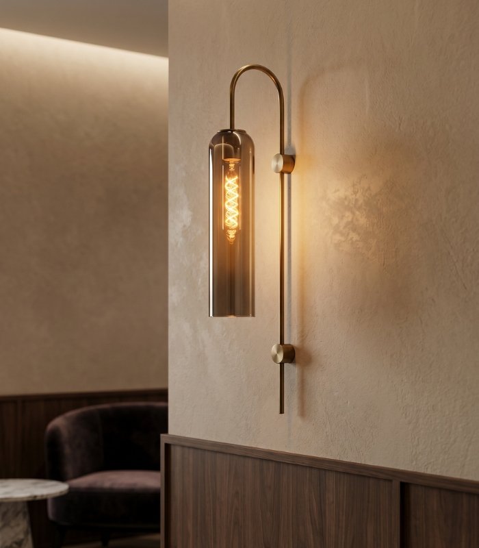 aplique_pared_tubular_bronce_e27_770mm_1 (1) Aplique de pared moderno bronce E27 IP20 diseño tubular 770mm - Imagen 1