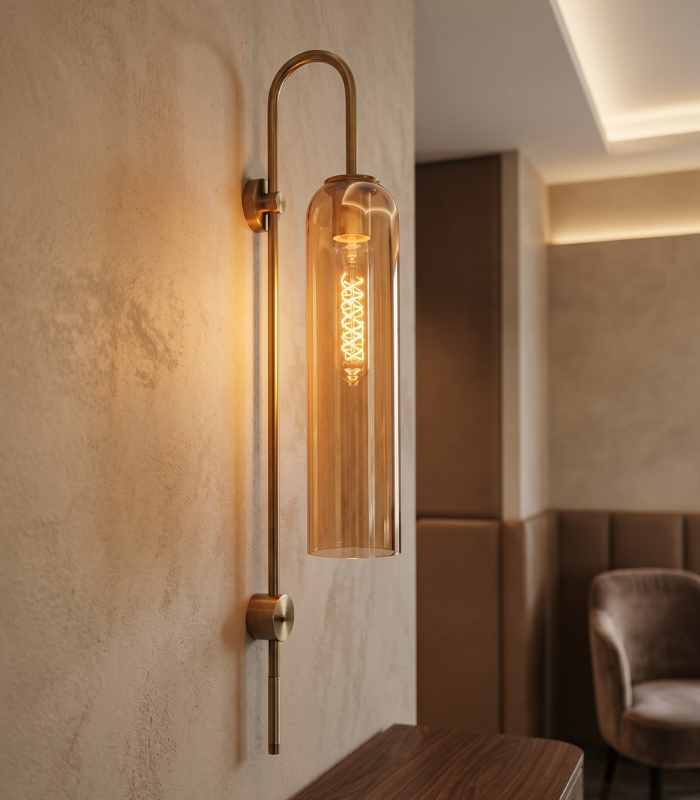 aplique_pared_tubular_dorado_e27_770mm_1 Aplique de pared moderno dorado E27 IP20 diseño tubular 770mm - Imagen 1