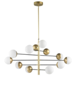 Lámpara colgante moderna 12 luces G9 dorado y blanco diseño molecular 1200mm - Imagen 3