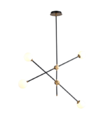 Lámpara colgante moderna 4 luces E27 diseño molecular negro y dorado 920mm - Imagen 3