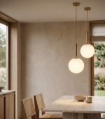 Lámpara colgante cristal opal blanco y dorado E27 IP20 diseño moderno Ø200