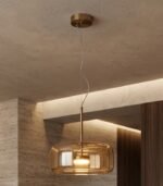 Lámpara colgante GX53 cristal ámbar IP20 diseño moderno 380mm