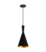 Lámpara colgante negro y dorado E27 IP20 diseño moderno Ø185x400mm - Imagen 3