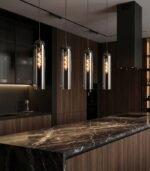 Lámpara colgante tubular bronce E27 IP20 diseño moderno Ø100